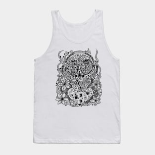 Skull DJ Heart Floral Doodle Tank Top